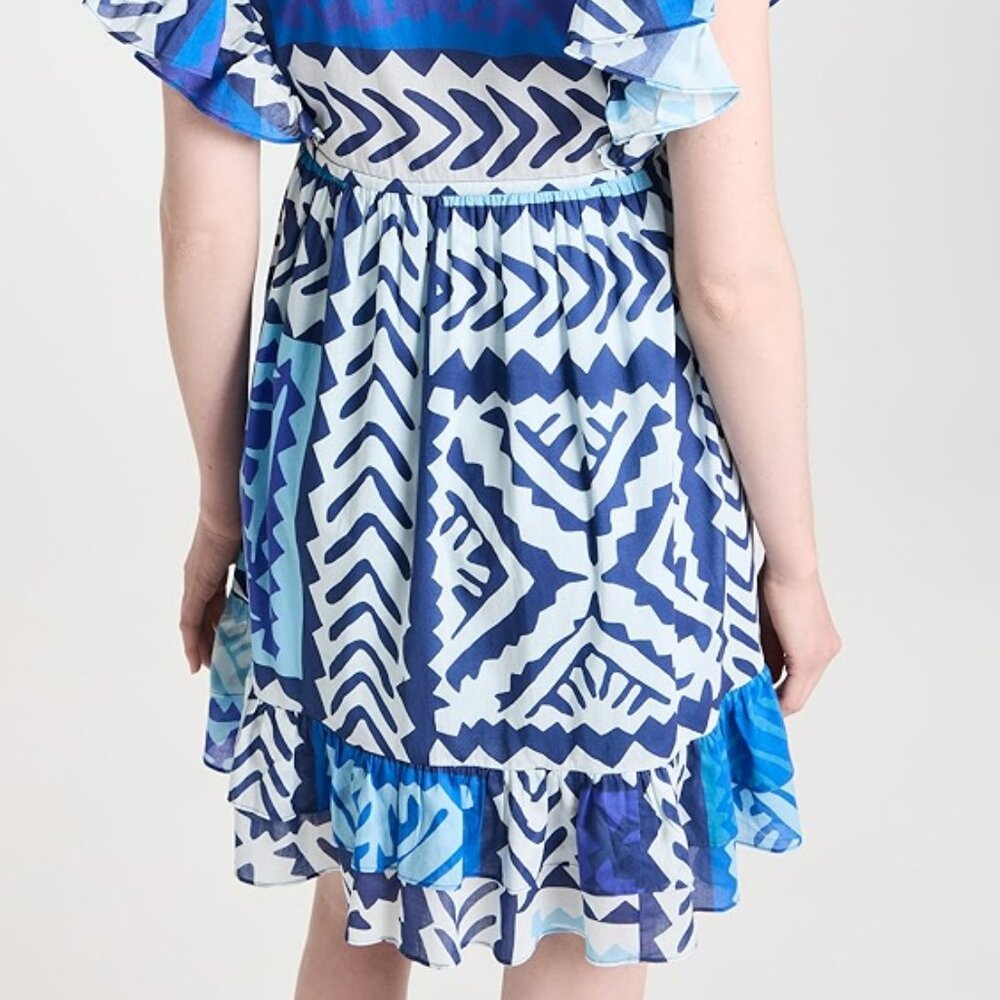 Figue Denissa NWT RARE Ruffle Tassel Drawstring Abstract Print Mini Dress Summer - Picture 13 of 15